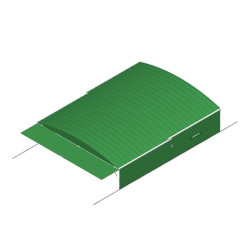 Shed on fixed wheels for meeting pole-vault landing system 7.85 x 5.60m