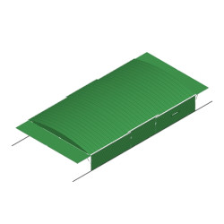 Shed on fixed wheels for meeting double-front pole-vault landing system 10.60x5.60m