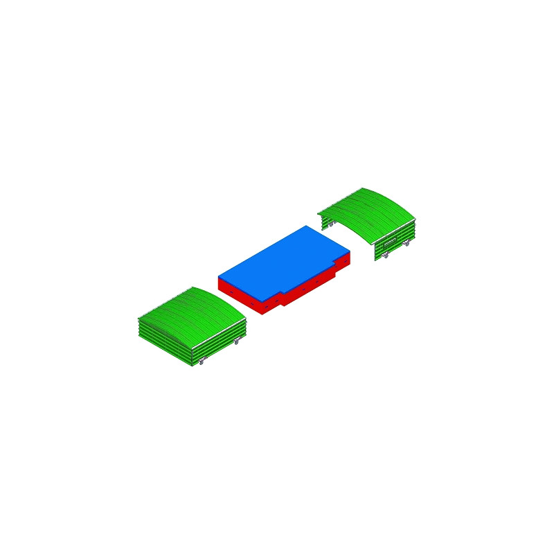 Shed on fixed wheels for major championship high jump landing system 7.50x4.80m
