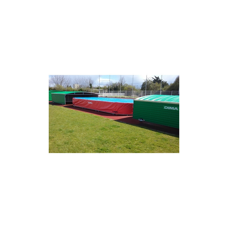 Shed on fixed wheels for concept iii high jump landing system 8.50 x 4.80m